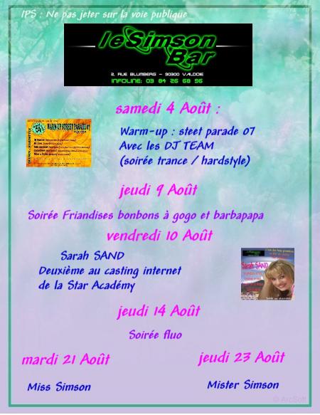 Programme de Août